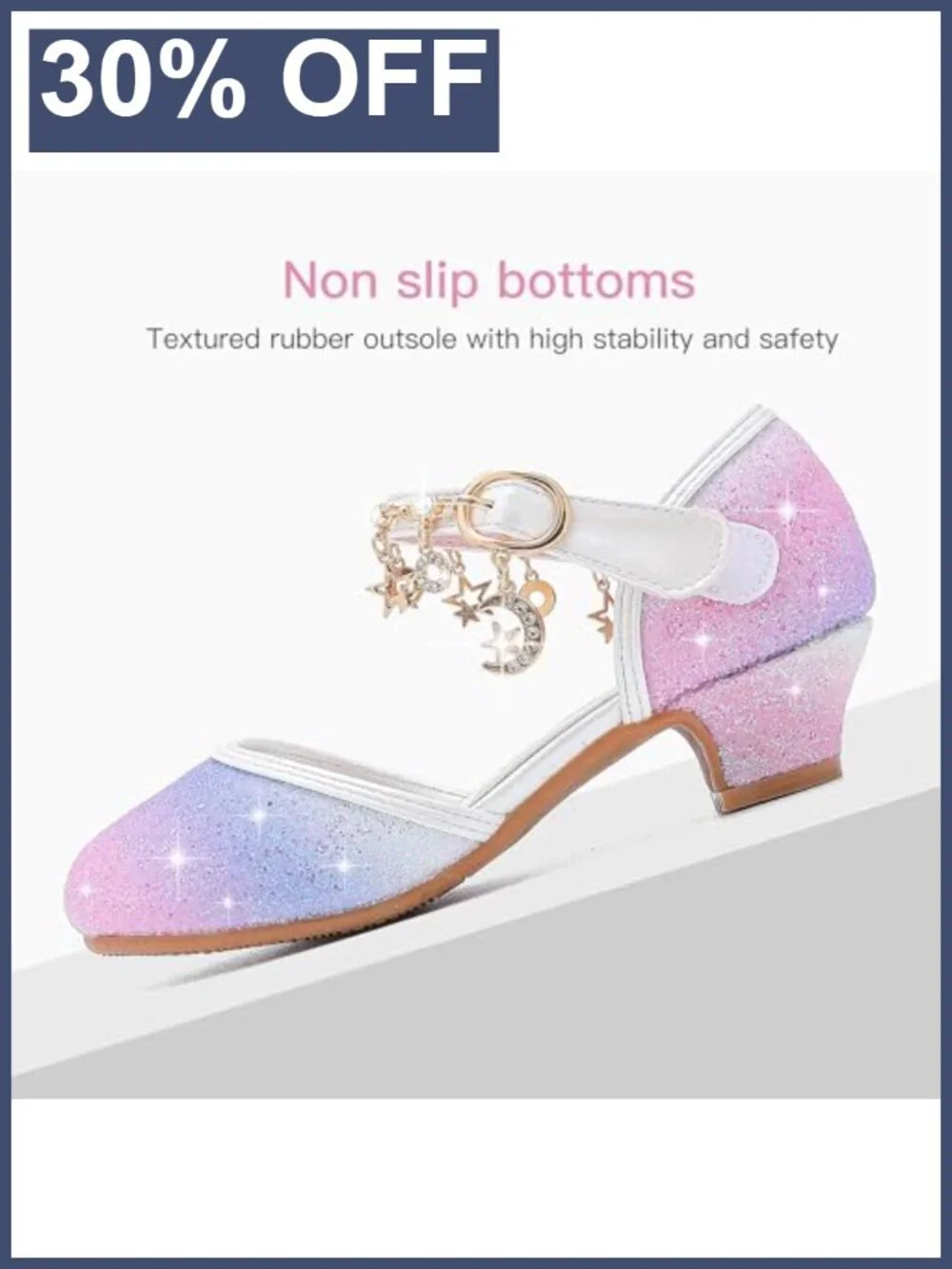 Girls Dress Shoes High Heels Glitter Princess Formal Sandals